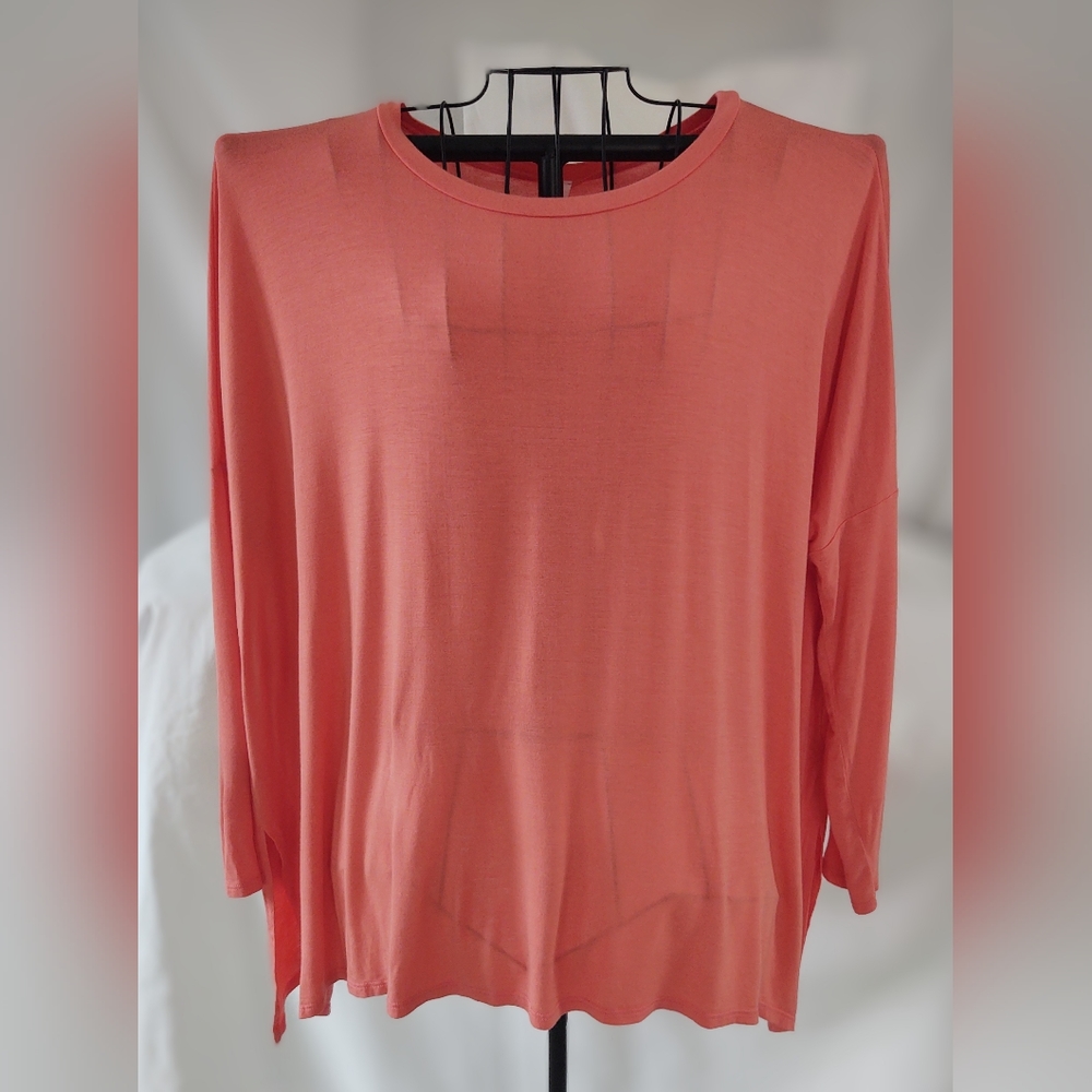 NWOT LADIES SIZE large coral/tangerine color long sleeve blouse by HONEY ME